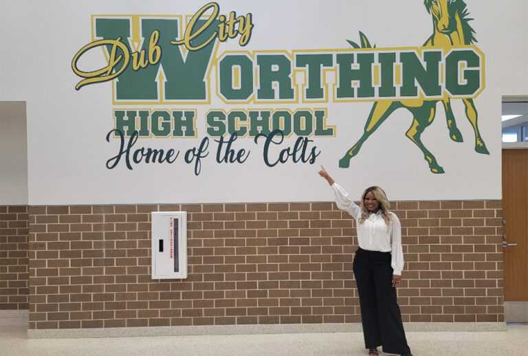 Worthing High School student smiles